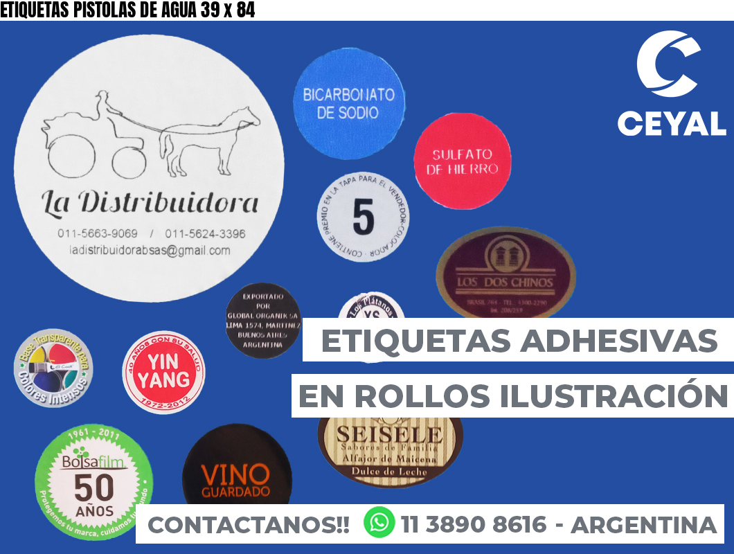 ETIQUETAS PISTOLAS DE AGUA 39 x 84