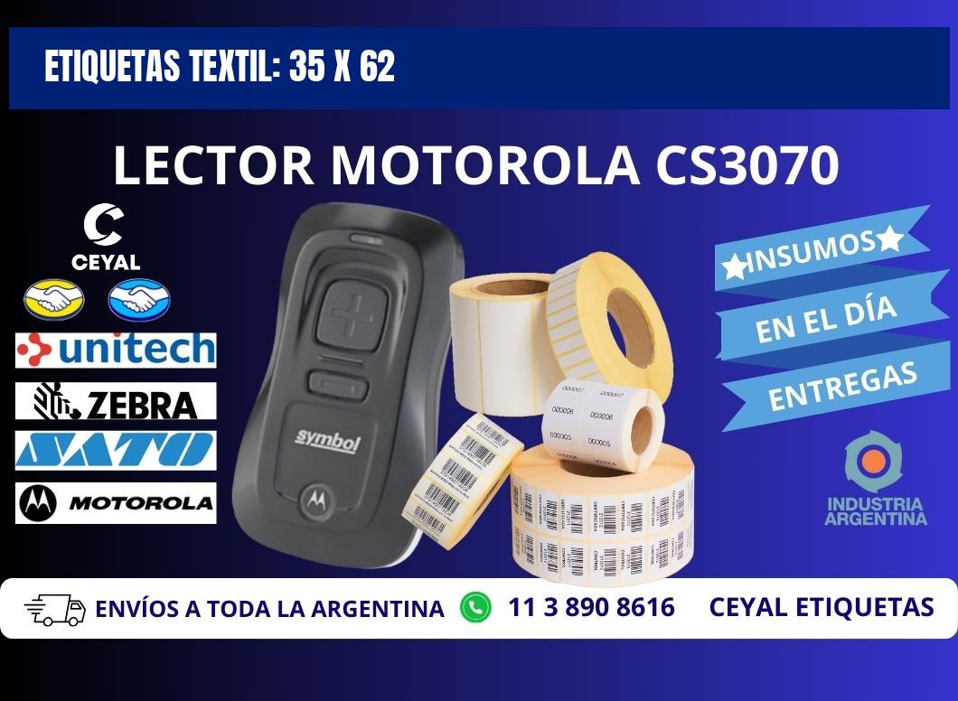 ETIQUETAS TEXTIL: 35 x 62