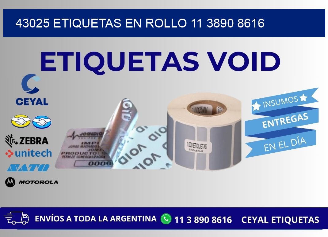 43025 ETIQUETAS EN ROLLO 11 3890 8616