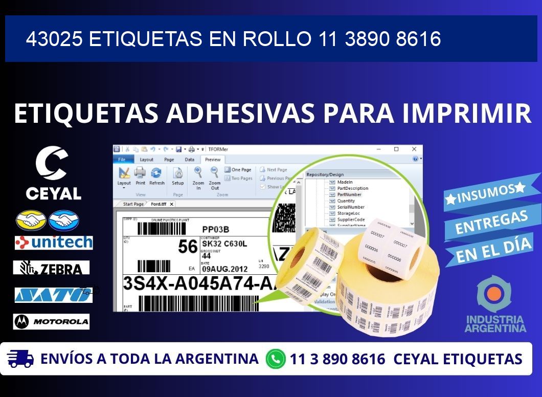 43025 ETIQUETAS EN ROLLO 11 3890 8616