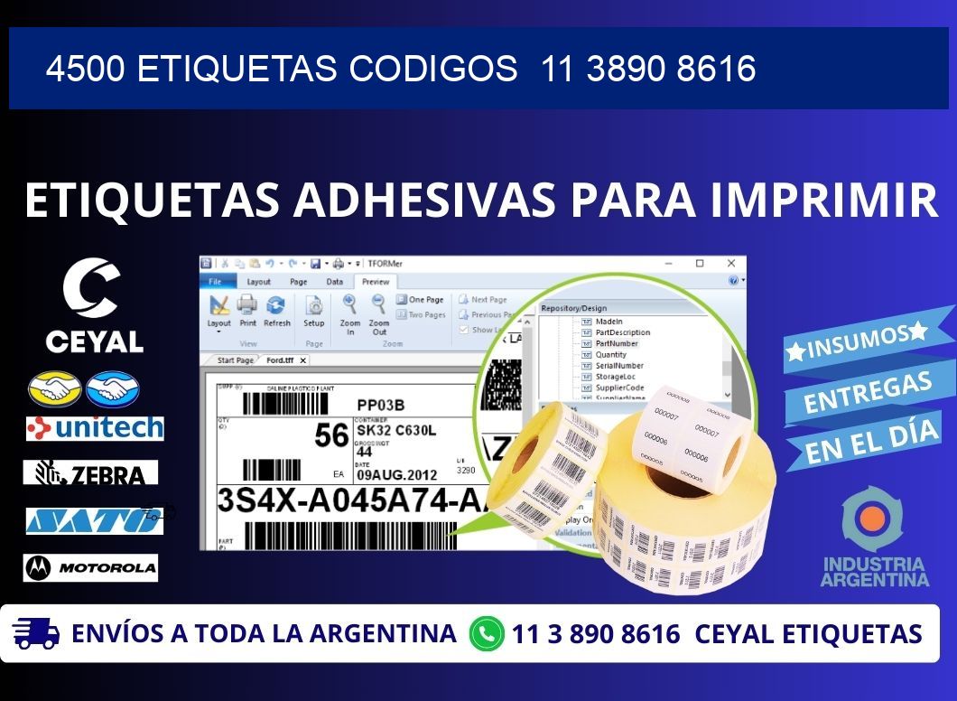 4500 ETIQUETAS CODIGOS  11 3890 8616