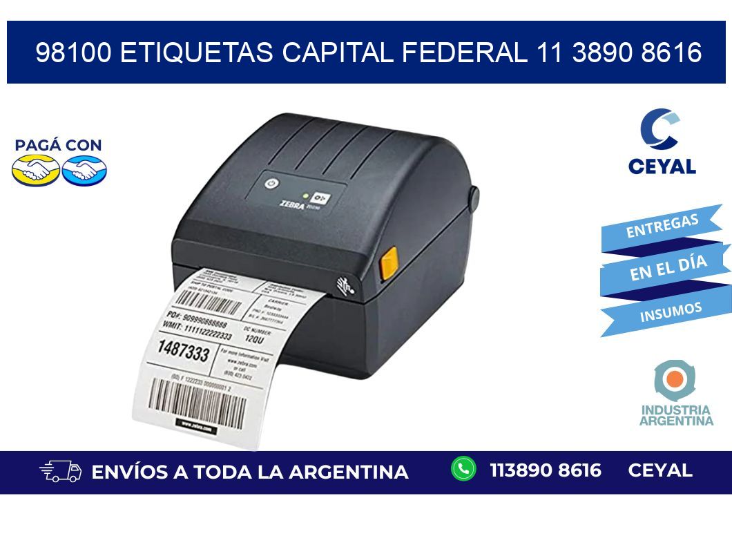 98100 ETIQUETAS CAPITAL FEDERAL 11 3890 8616