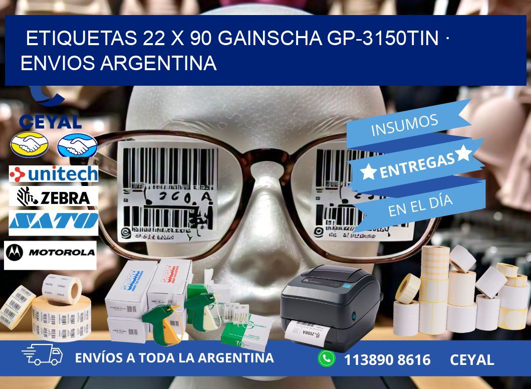 ETIQUETAS 22 x 90 GAINSCHA GP-3150TIN · ENVIOS ARGENTINA