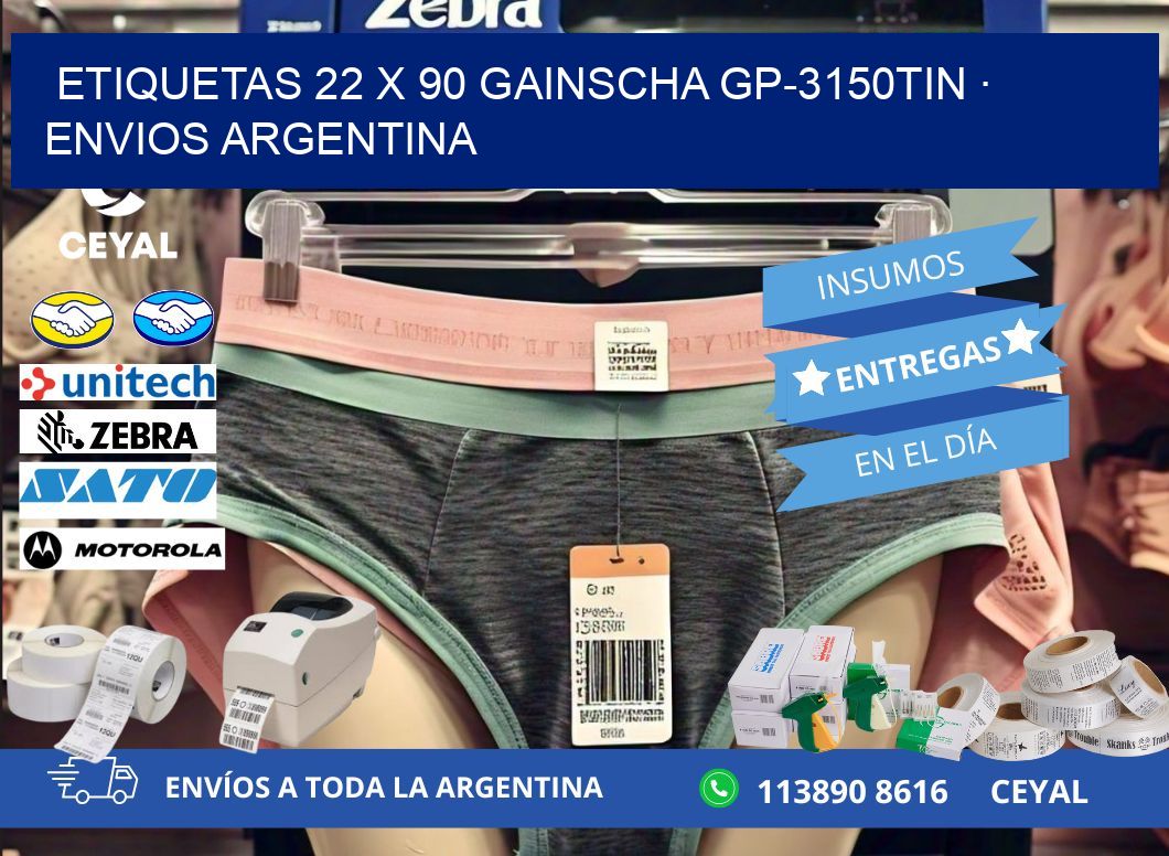 ETIQUETAS 22 x 90 GAINSCHA GP-3150TIN · ENVIOS ARGENTINA