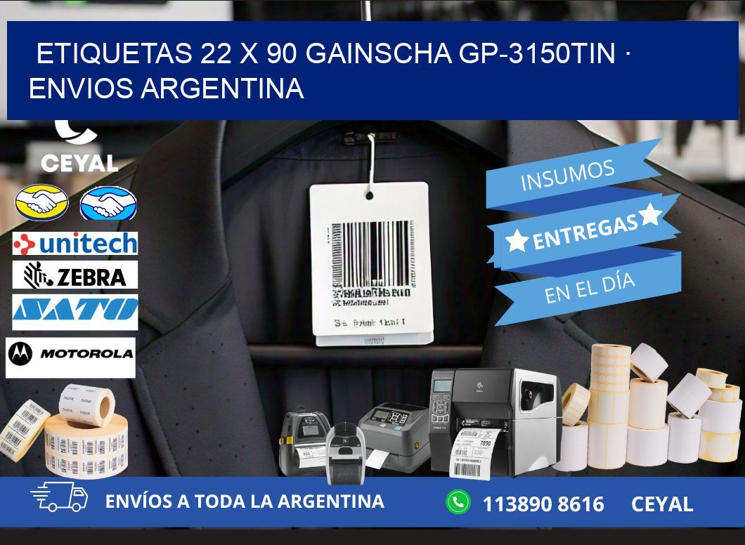 ETIQUETAS 22 x 90 GAINSCHA GP-3150TIN · ENVIOS ARGENTINA