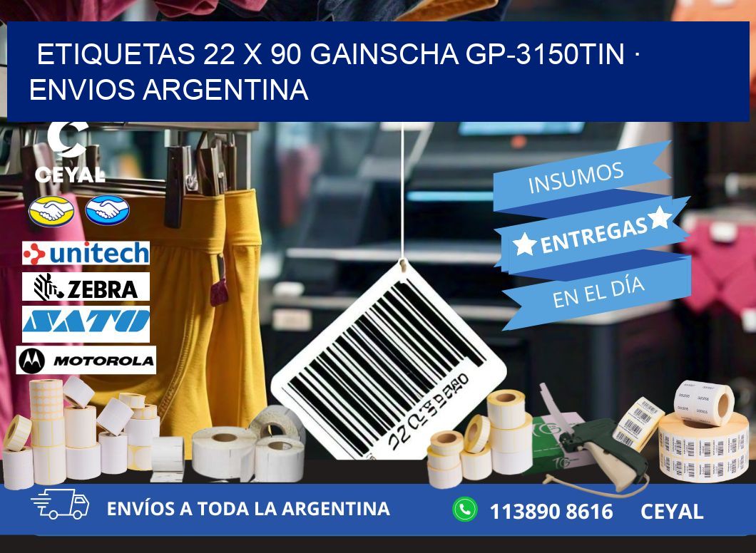 ETIQUETAS 22 x 90 GAINSCHA GP-3150TIN · ENVIOS ARGENTINA