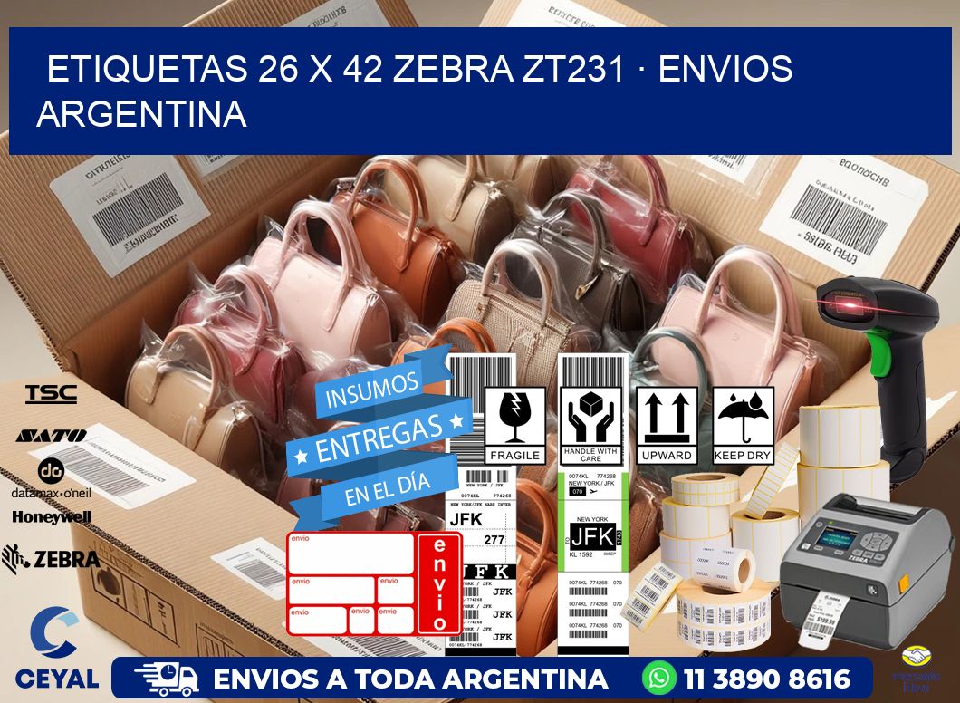 ETIQUETAS 26 x 42 ZEBRA ZT231 · ENVIOS ARGENTINA