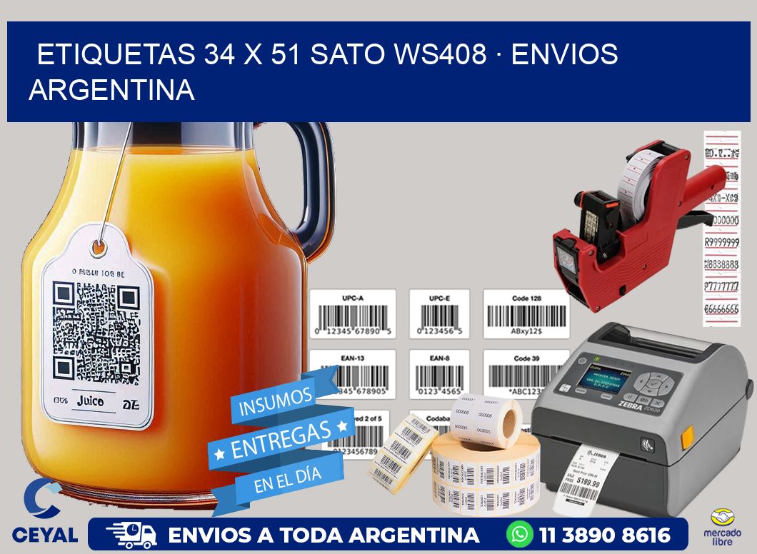 ETIQUETAS 34 x 51 SATO WS408 · ENVIOS ARGENTINA