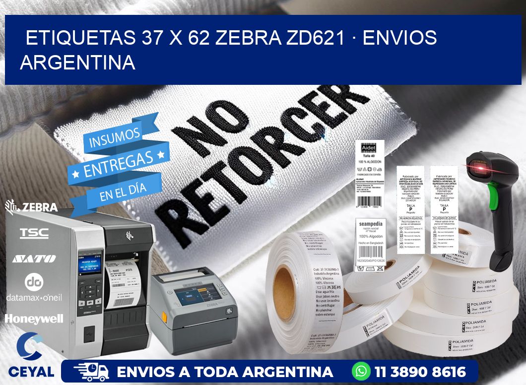 ETIQUETAS 37 x 62 ZEBRA ZD621 · ENVIOS ARGENTINA