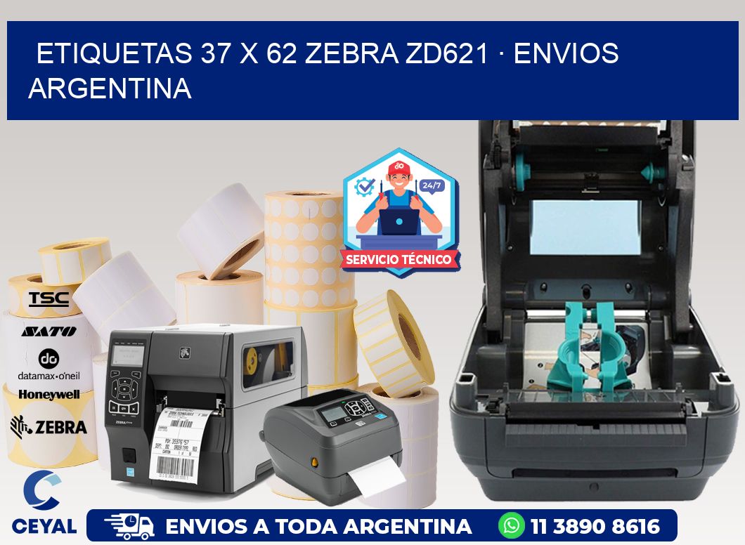 ETIQUETAS 37 x 62 ZEBRA ZD621 · ENVIOS ARGENTINA
