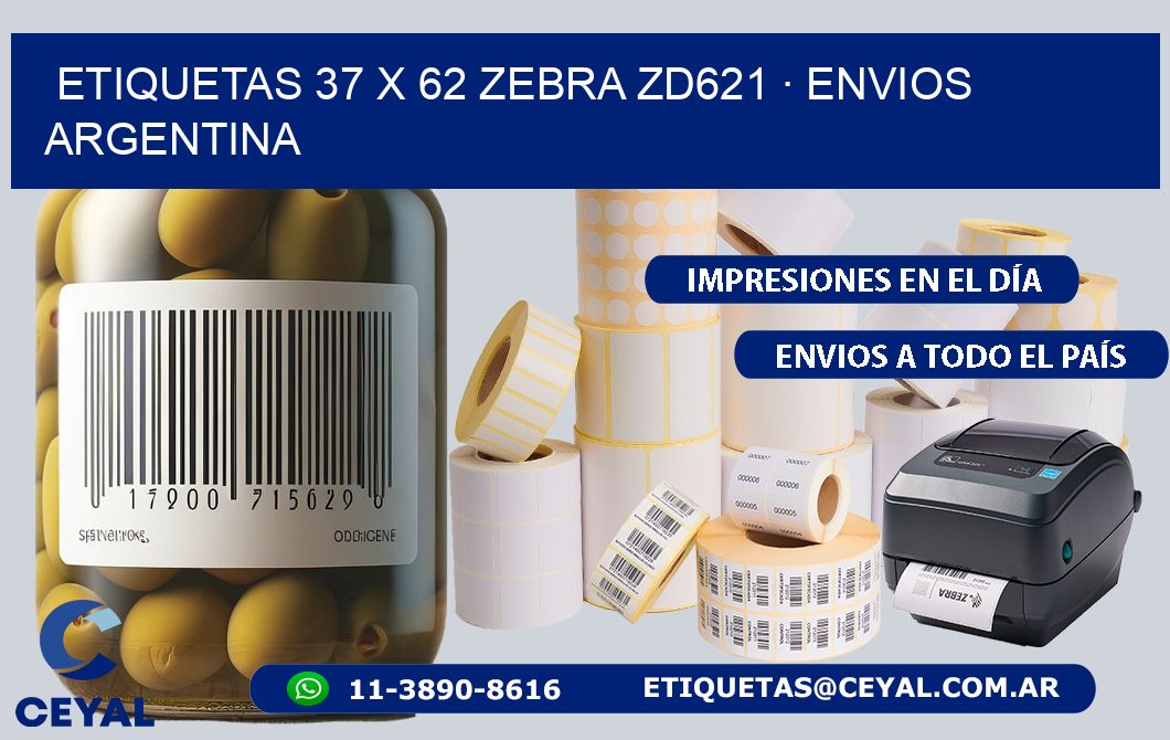 ETIQUETAS 37 x 62 ZEBRA ZD621 · ENVIOS ARGENTINA