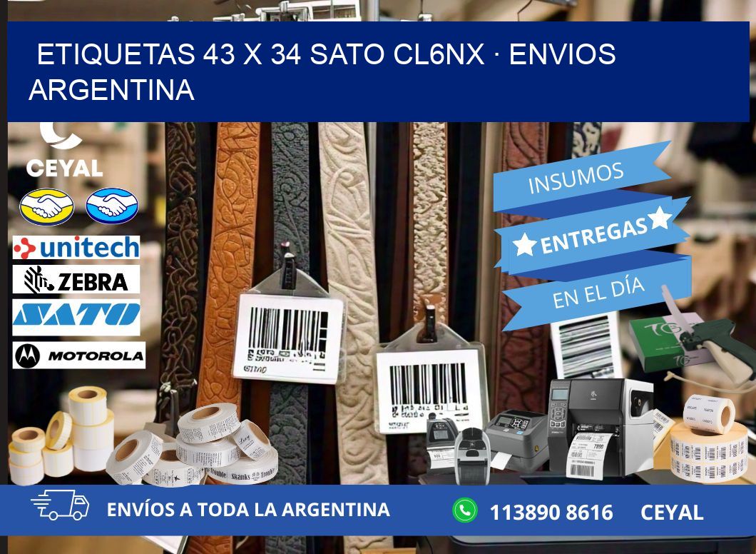 ETIQUETAS 43 x 34 SATO CL6NX · ENVIOS ARGENTINA