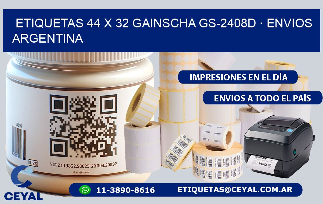 ETIQUETAS 44 x 32 GAINSCHA GS-2408D · ENVIOS ARGENTINA