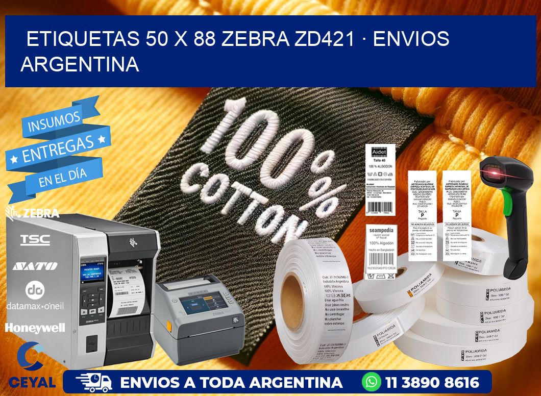 ETIQUETAS 50 x 88 ZEBRA ZD421 · ENVIOS ARGENTINA