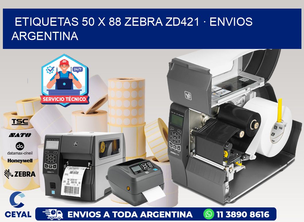 ETIQUETAS 50 x 88 ZEBRA ZD421 · ENVIOS ARGENTINA