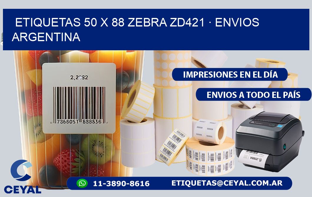 ETIQUETAS 50 x 88 ZEBRA ZD421 · ENVIOS ARGENTINA