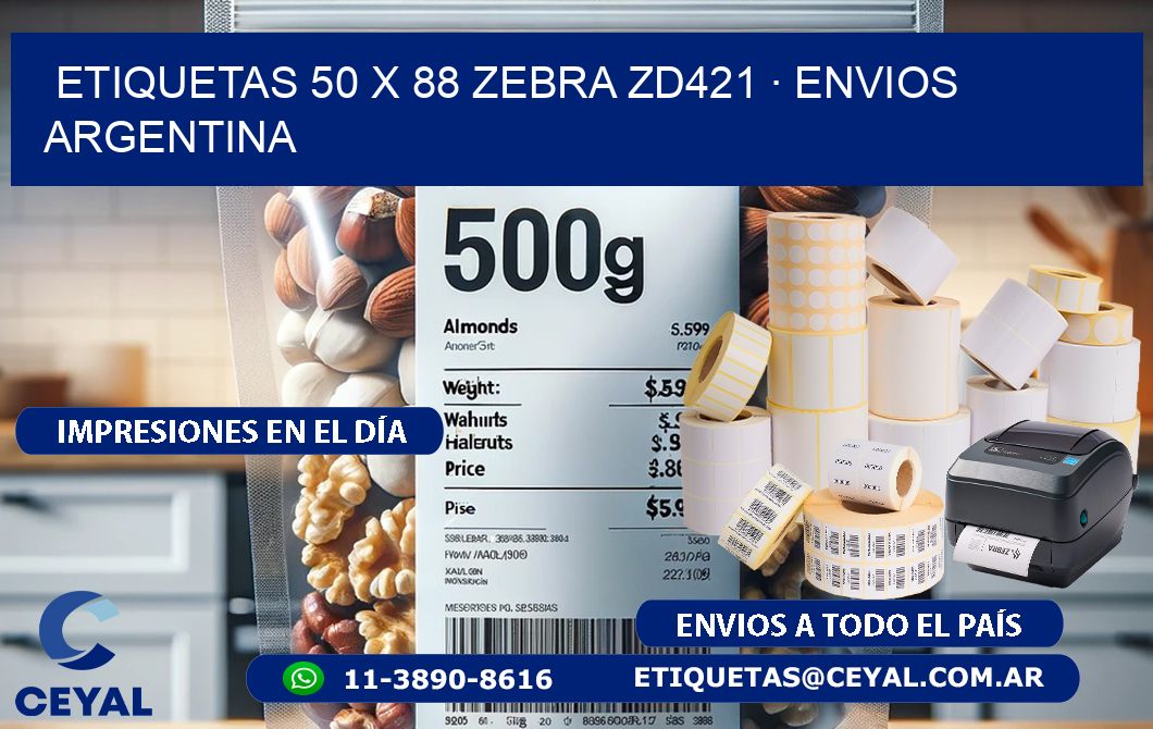 ETIQUETAS 50 x 88 ZEBRA ZD421 · ENVIOS ARGENTINA