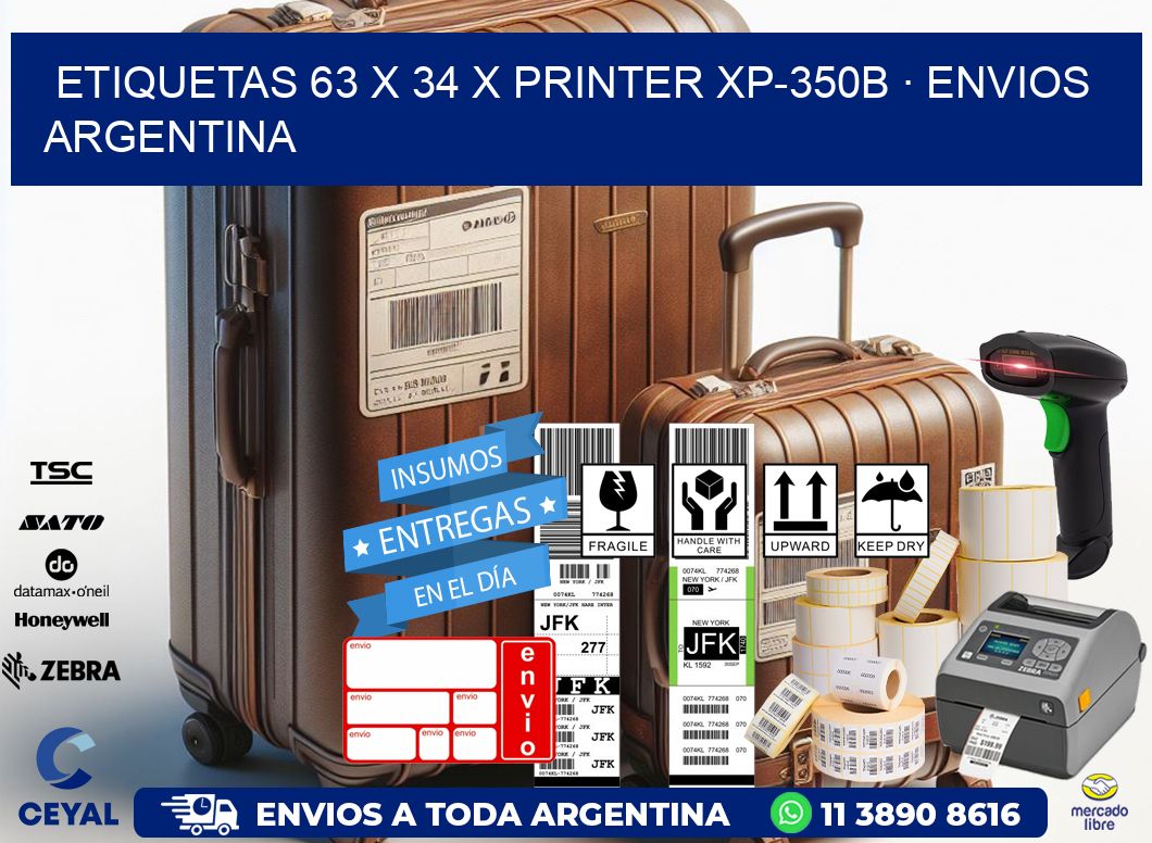 ETIQUETAS 63 x 34 X PRINTER XP-350B · ENVIOS ARGENTINA