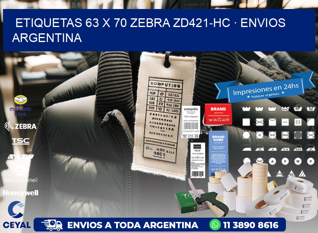 ETIQUETAS 63 x 70 ZEBRA ZD421-HC · ENVIOS ARGENTINA