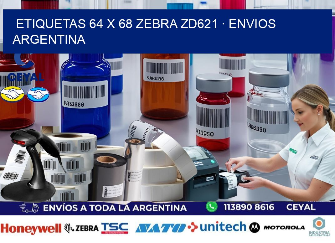ETIQUETAS 64 x 68 ZEBRA ZD621 · ENVIOS ARGENTINA