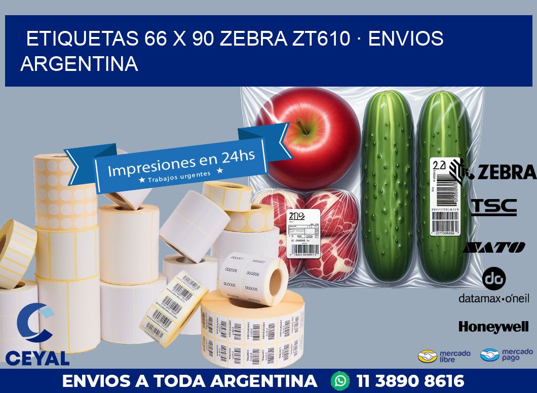ETIQUETAS 66 x 90 ZEBRA ZT610 · ENVIOS ARGENTINA