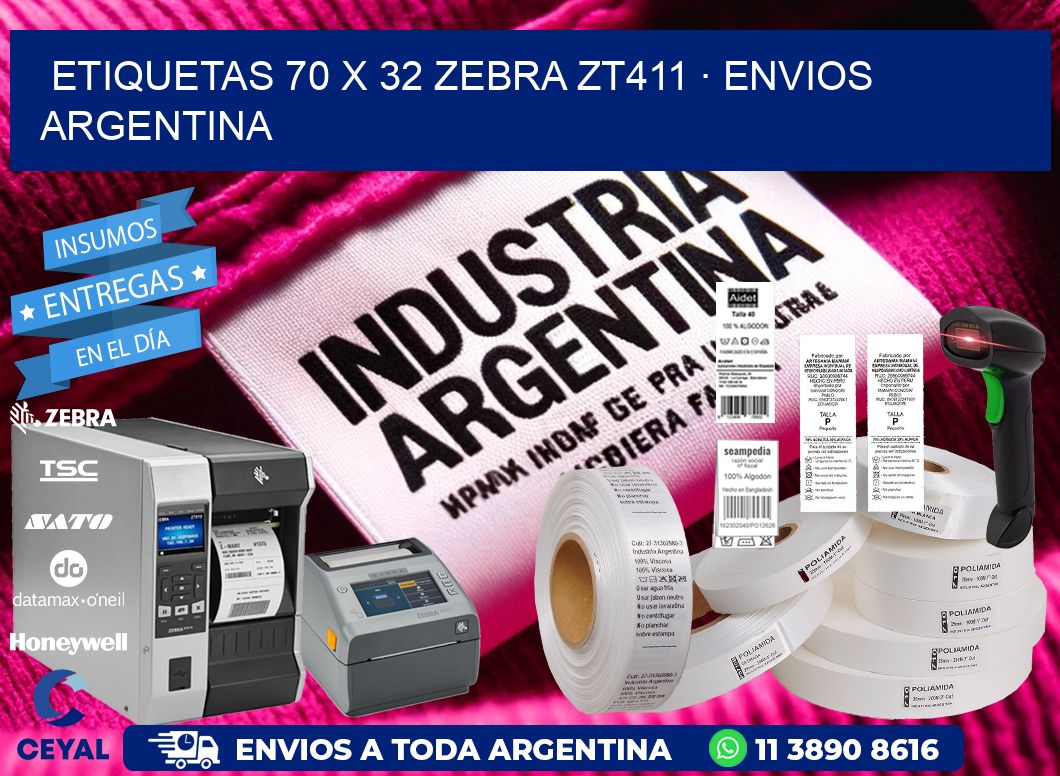 ETIQUETAS 70 x 32 ZEBRA ZT411 · ENVIOS ARGENTINA