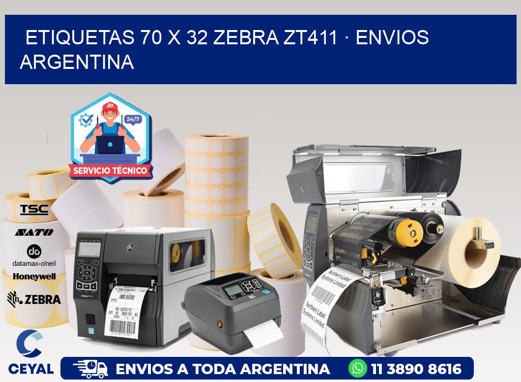 ETIQUETAS 70 x 32 ZEBRA ZT411 · ENVIOS ARGENTINA