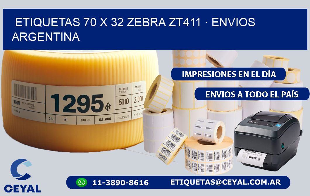 ETIQUETAS 70 x 32 ZEBRA ZT411 · ENVIOS ARGENTINA