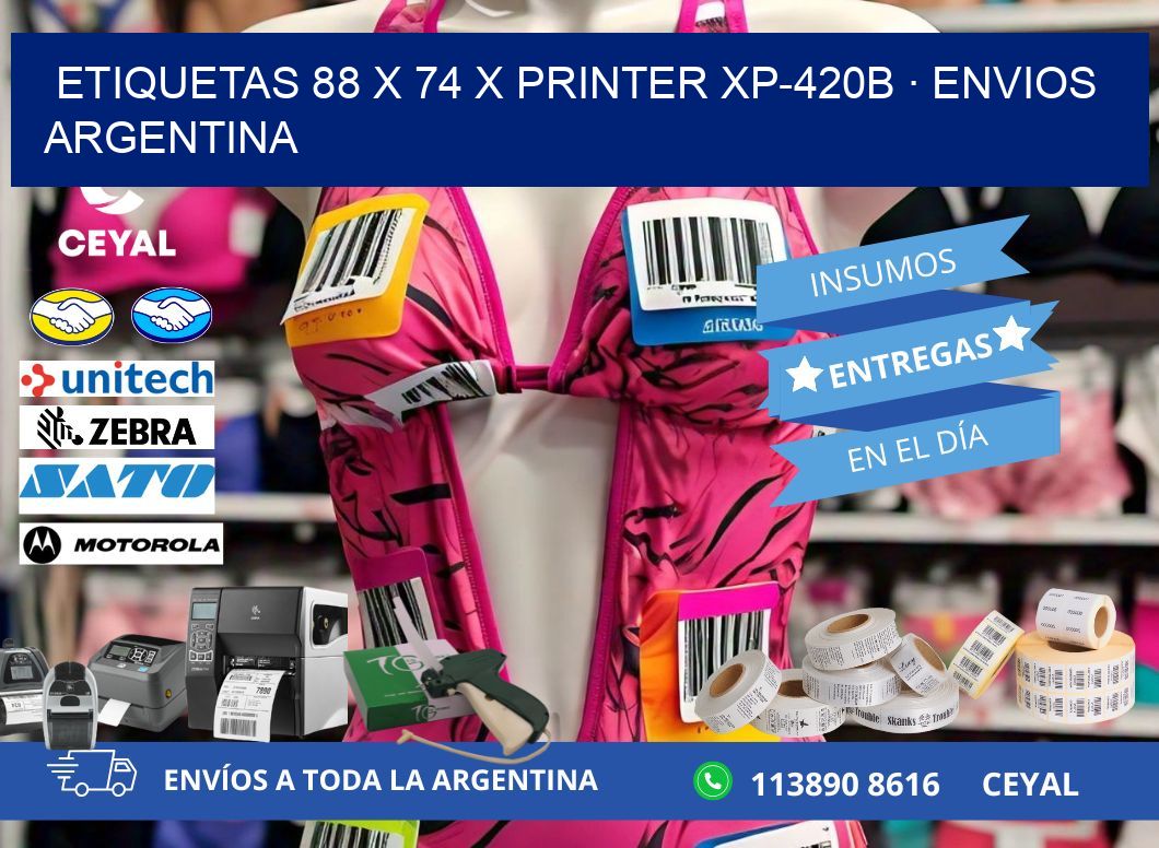 ETIQUETAS 88 x 74 X PRINTER XP-420B · ENVIOS ARGENTINA