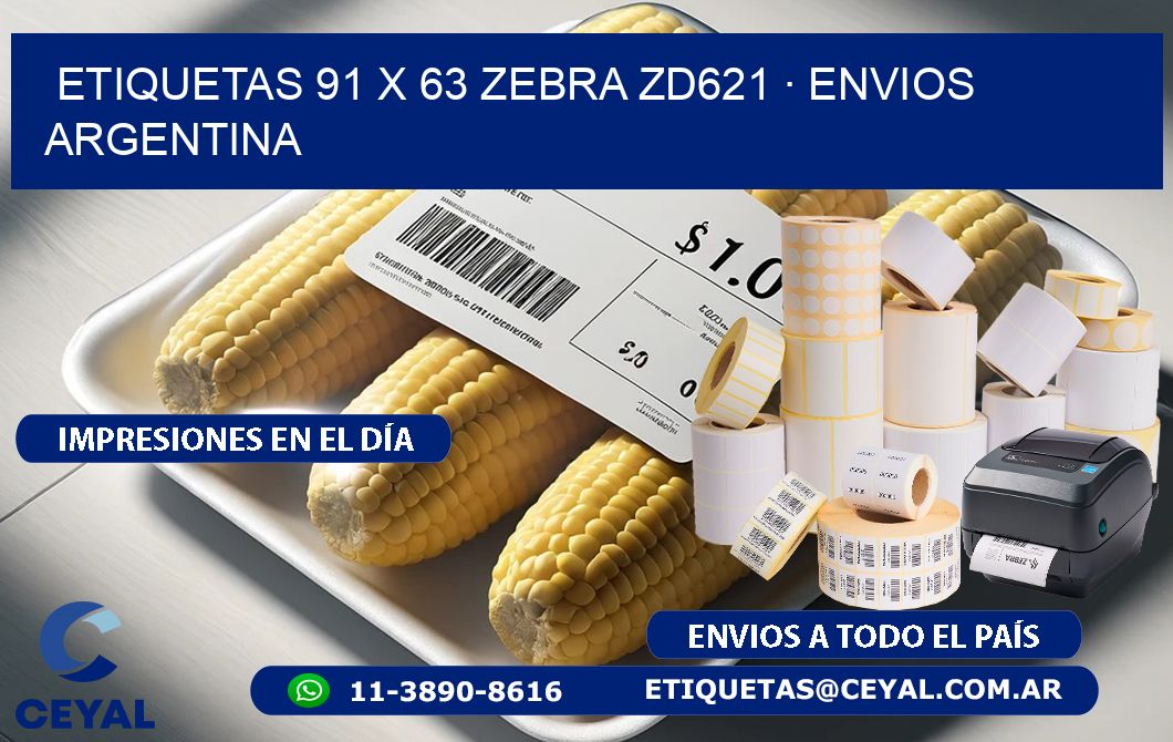ETIQUETAS 91 x 63 ZEBRA ZD621 · ENVIOS ARGENTINA