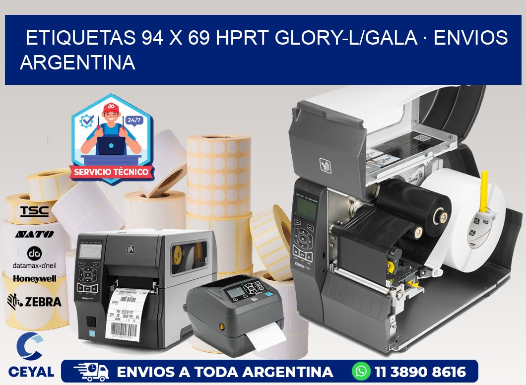 ETIQUETAS 94 x 69 HPRT GLORY-L/GALA · ENVIOS ARGENTINA