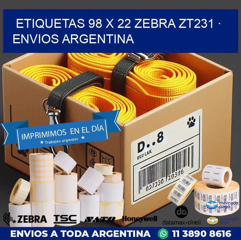 ETIQUETAS 98 x 22 ZEBRA ZT231 · ENVIOS ARGENTINA