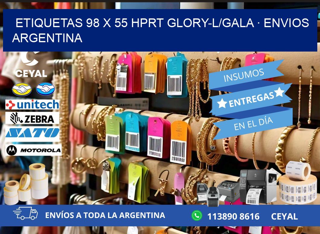 ETIQUETAS 98 x 55 HPRT GLORY-L/GALA · ENVIOS ARGENTINA