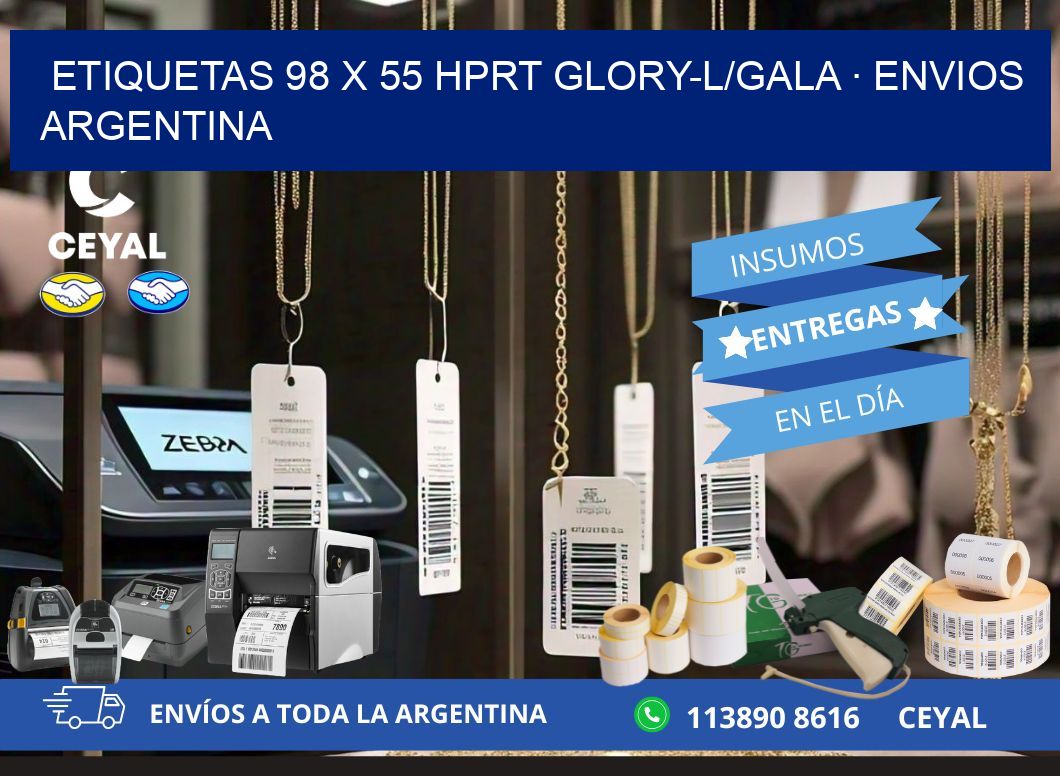 ETIQUETAS 98 x 55 HPRT GLORY-L/GALA · ENVIOS ARGENTINA