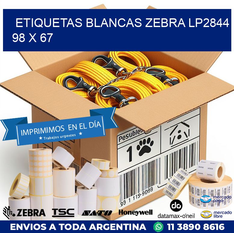 ETIQUETAS BLANCAS ZEBRA LP2844 98 x 67
