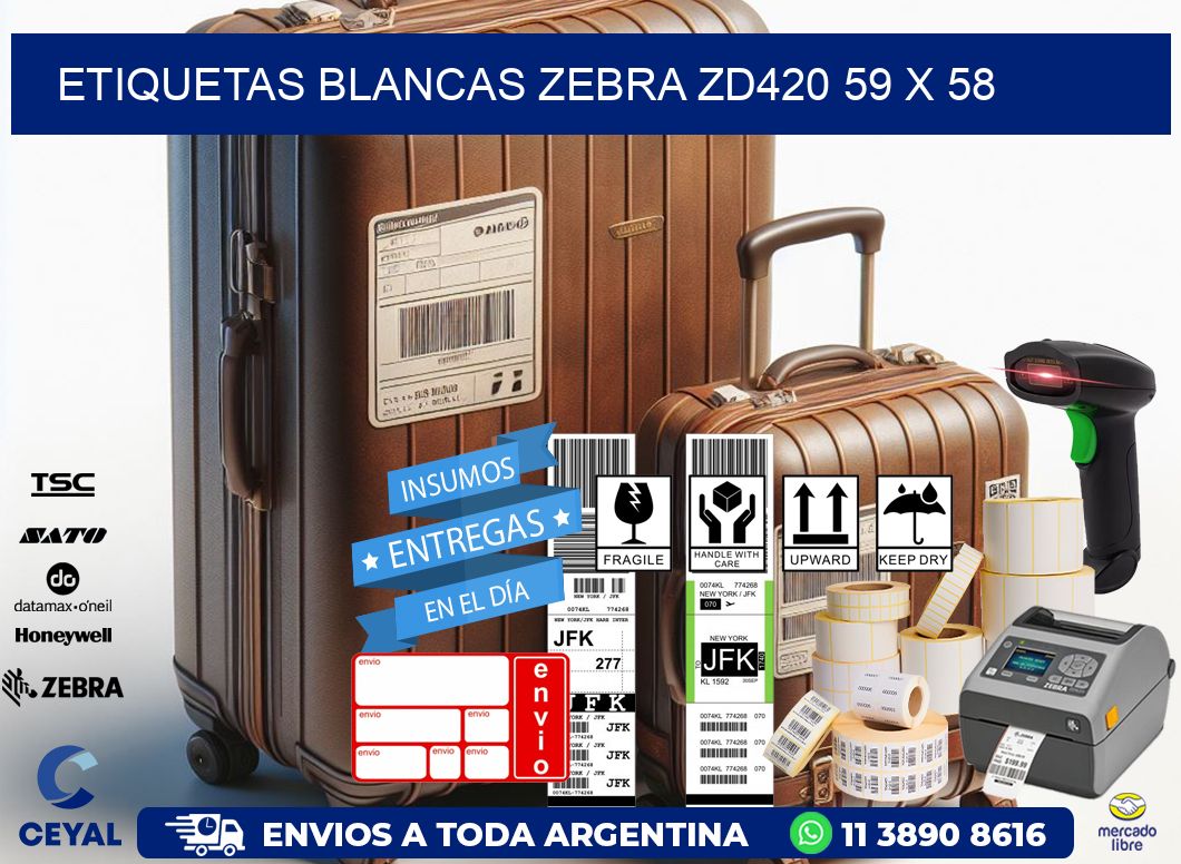 ETIQUETAS BLANCAS ZEBRA ZD420 59 x 58