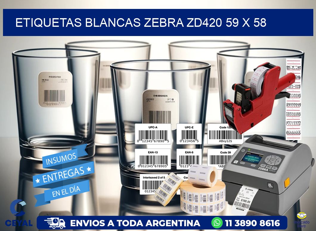 ETIQUETAS BLANCAS ZEBRA ZD420 59 x 58