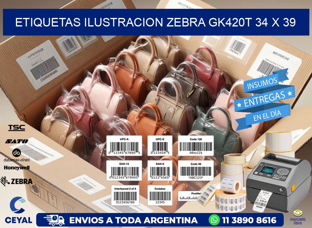 ETIQUETAS ILUSTRACION ZEBRA GK420T 34 x 39