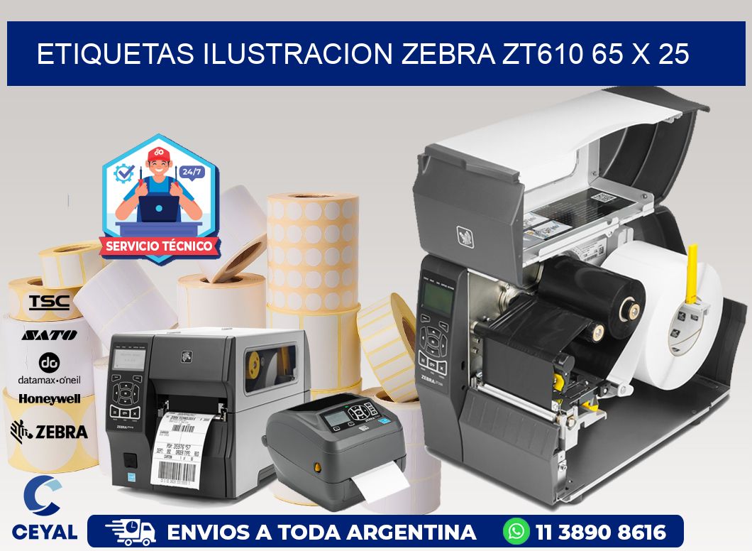 ETIQUETAS ILUSTRACION ZEBRA ZT610 65 x 25
