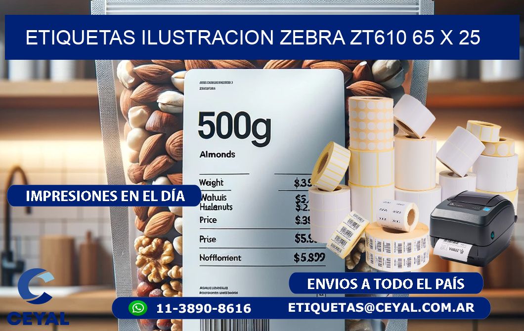ETIQUETAS ILUSTRACION ZEBRA ZT610 65 x 25