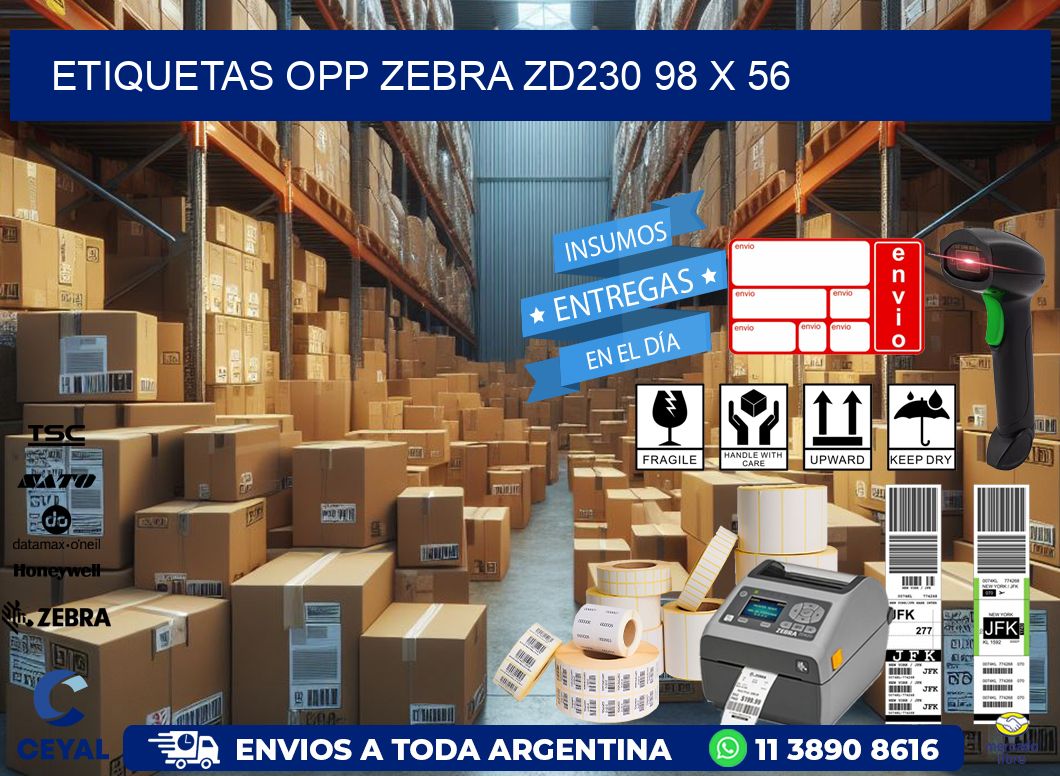ETIQUETAS OPP ZEBRA ZD230 98 x 56