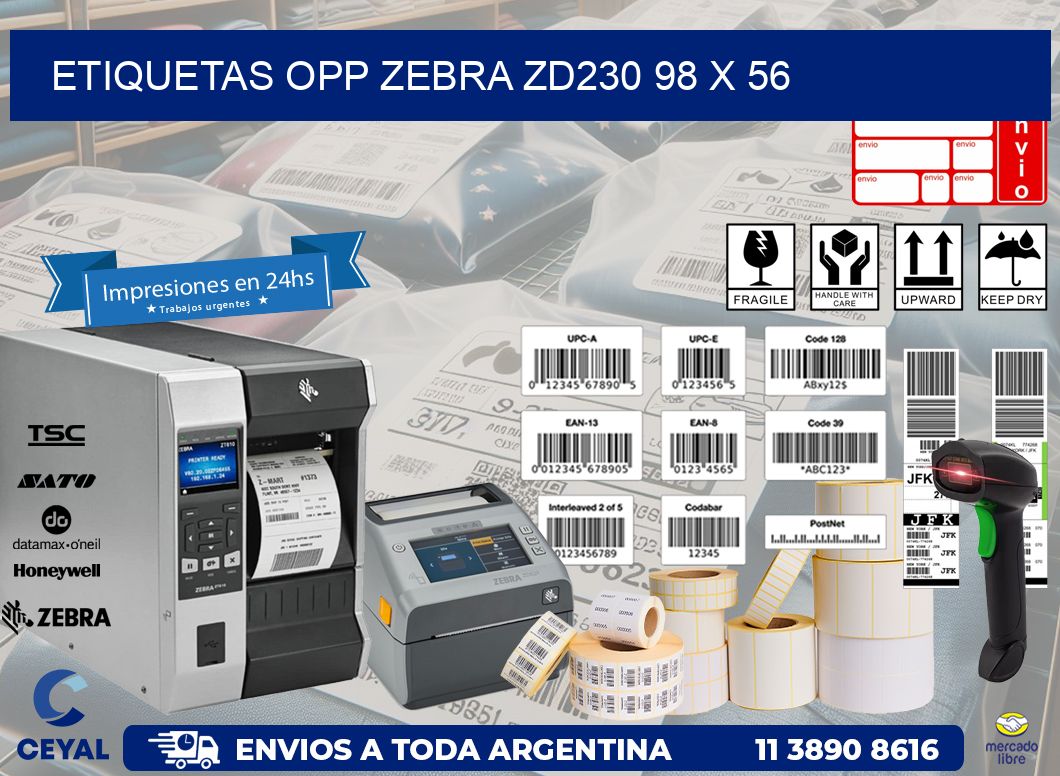 ETIQUETAS OPP ZEBRA ZD230 98 x 56