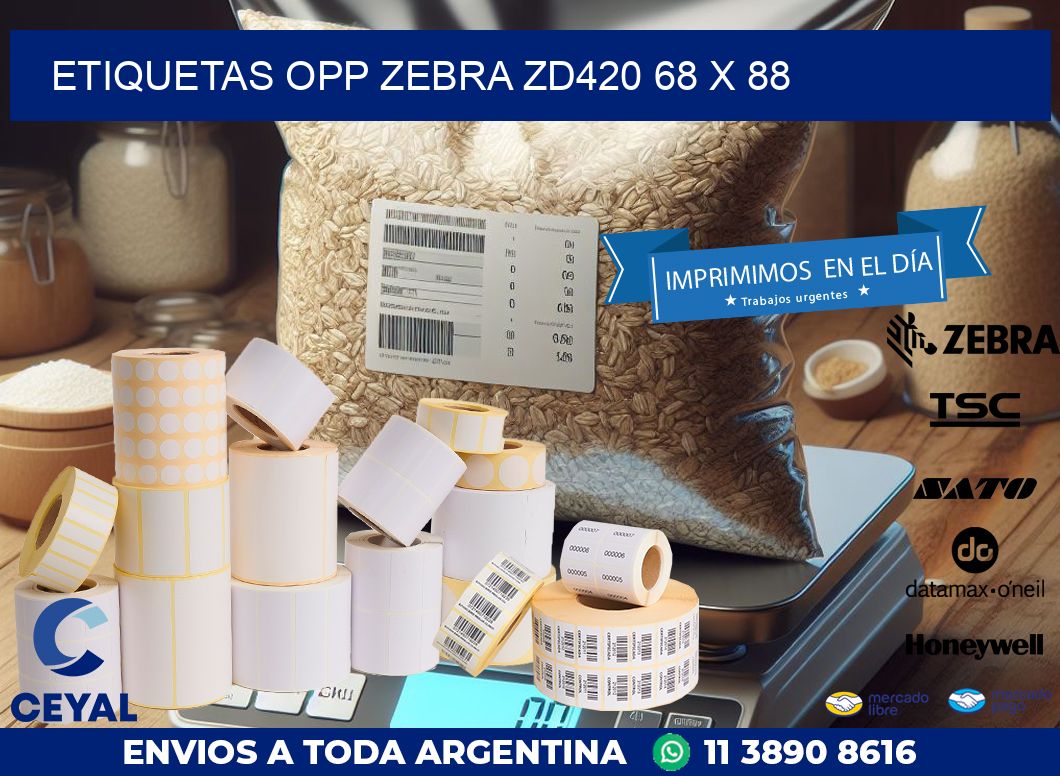 ETIQUETAS OPP ZEBRA ZD420 68 x 88