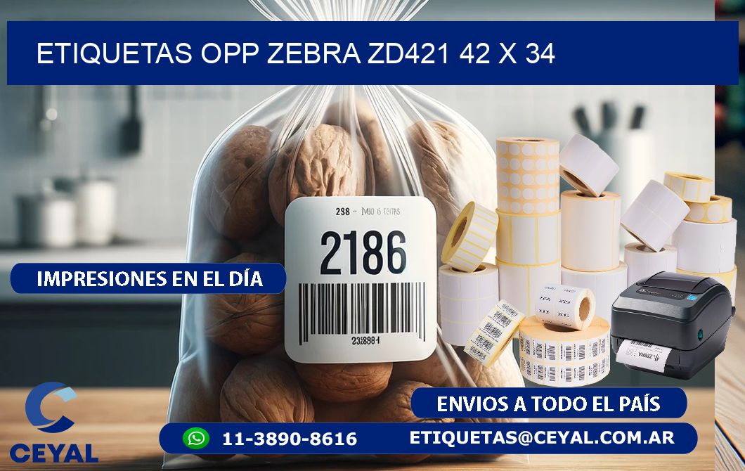 ETIQUETAS OPP ZEBRA ZD421 42 x 34