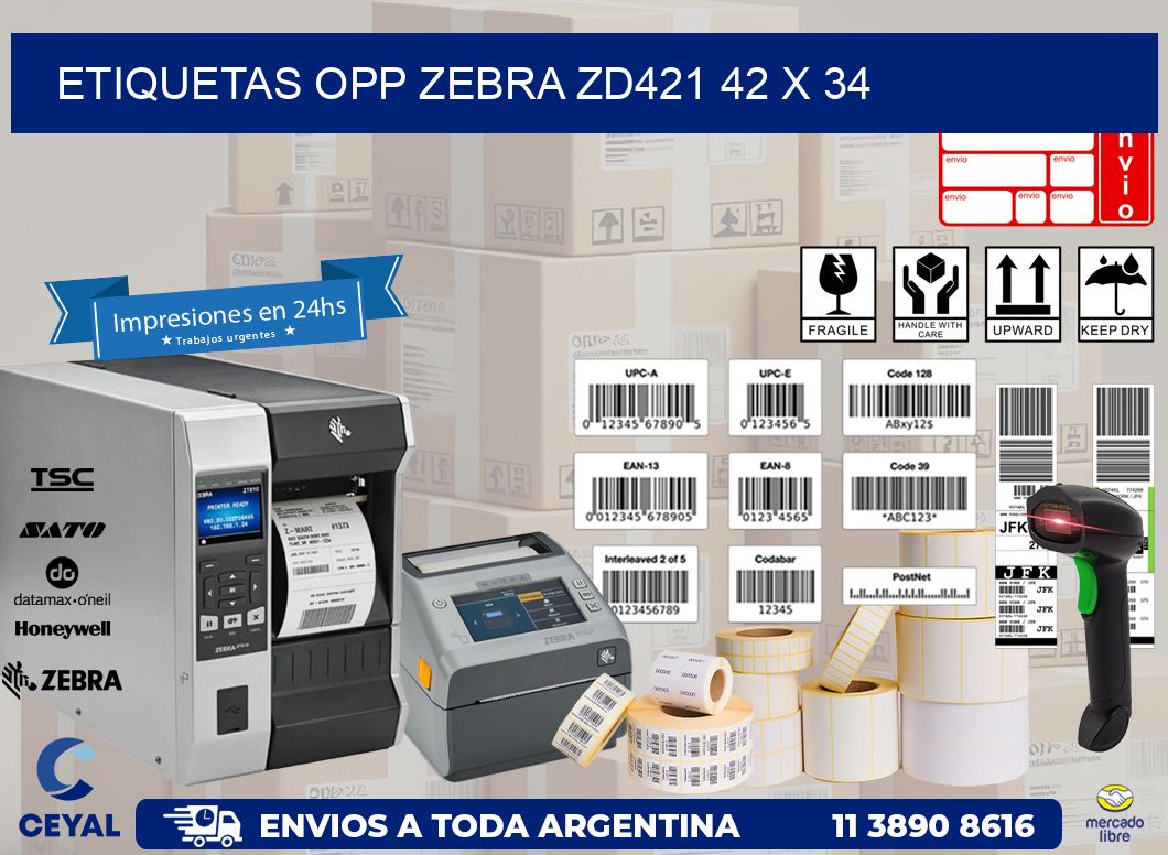 ETIQUETAS OPP ZEBRA ZD421 42 x 34