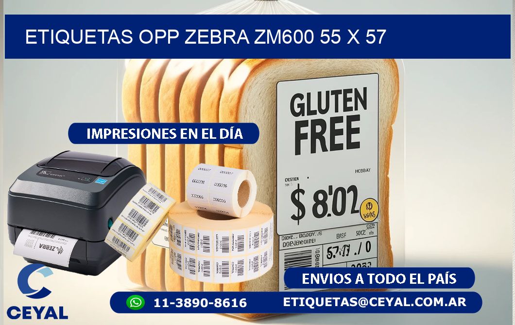 ETIQUETAS OPP ZEBRA ZM600 55 x 57