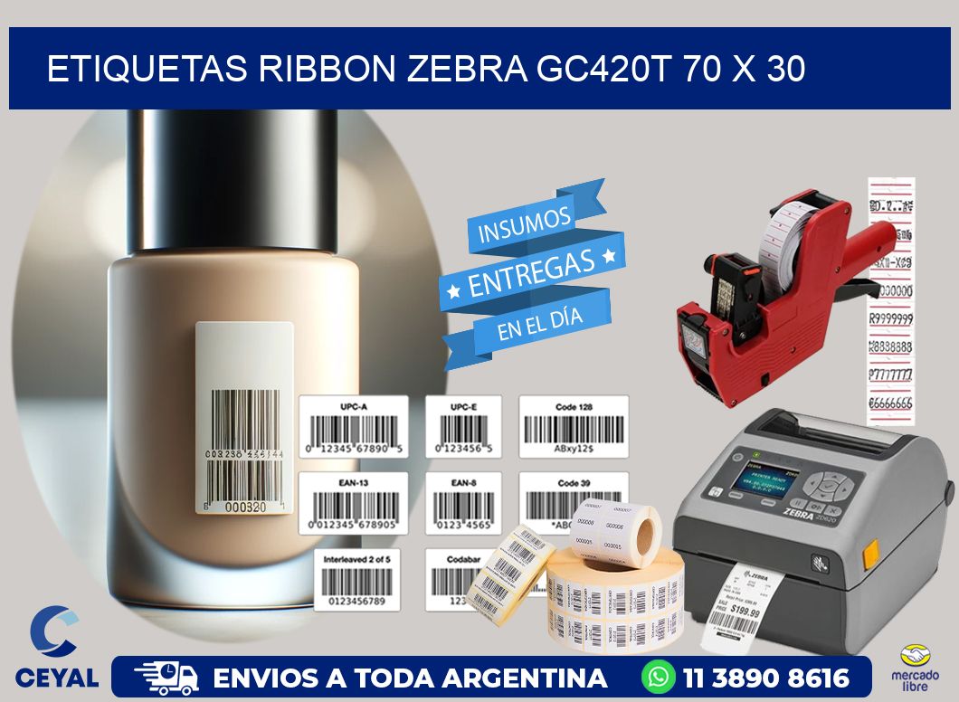 ETIQUETAS RIBBON Zebra GC420T 70 x 30
