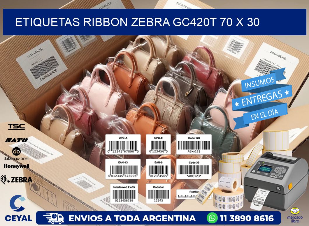 ETIQUETAS RIBBON Zebra GC420T 70 x 30