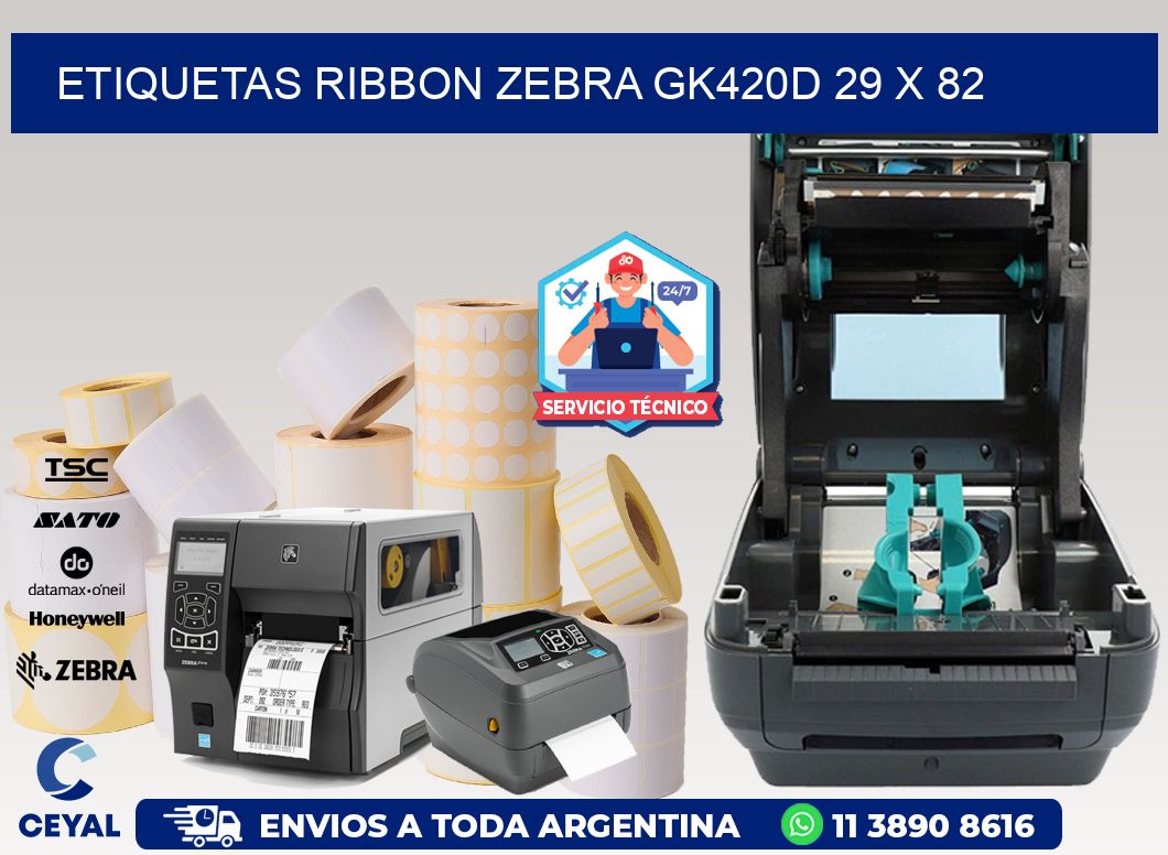 ETIQUETAS RIBBON Zebra GK420D 29 x 82