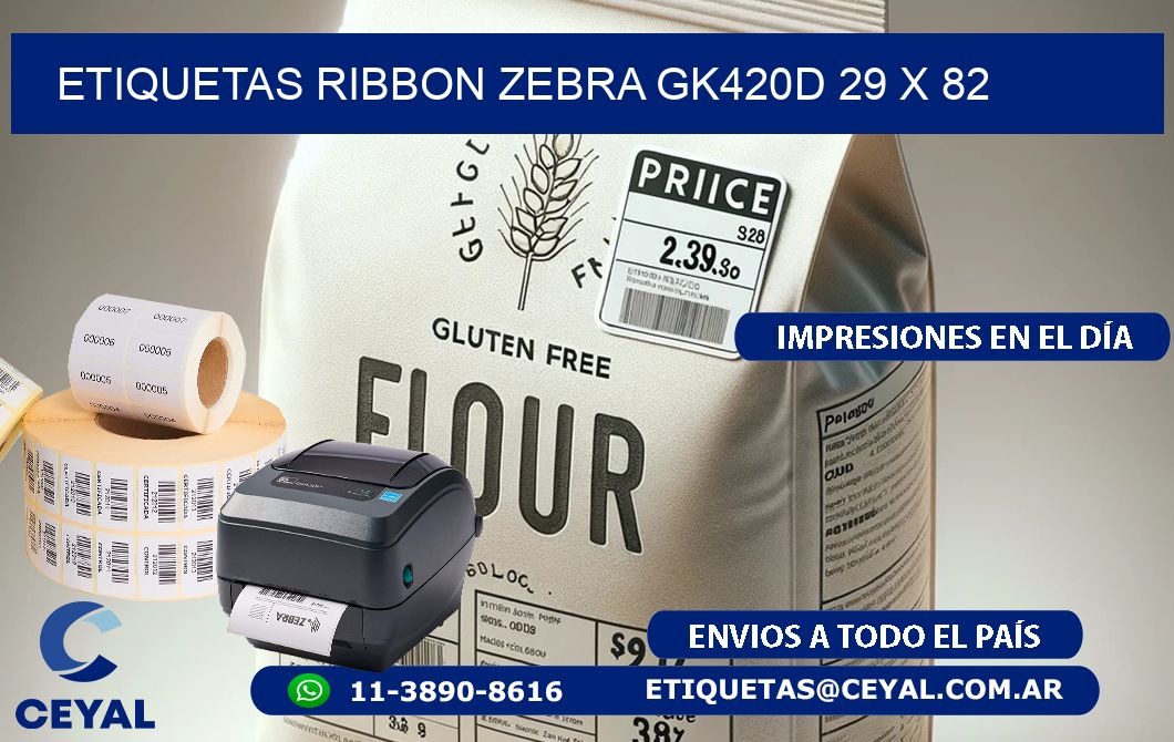 ETIQUETAS RIBBON Zebra GK420D 29 x 82